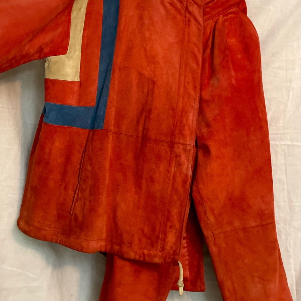 A Tonie Design Margareta Westburg Archival Orange/Red/Multi Suede Suit - Picture 3 of 12